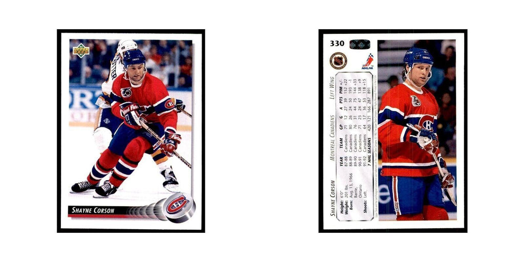 1992 Upper Deck Shayne Corson Hockey Cards #330