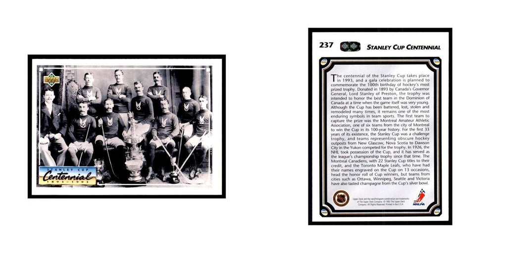 1992 Upper Deck Stanley Cup Centennial Hockey Cards #237