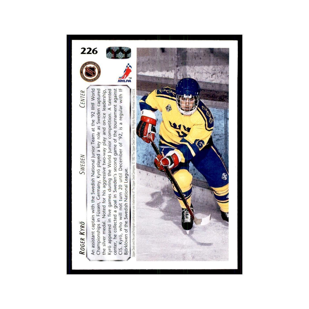 1992 Upper Deck Roger Kyro Hockey Cards #226