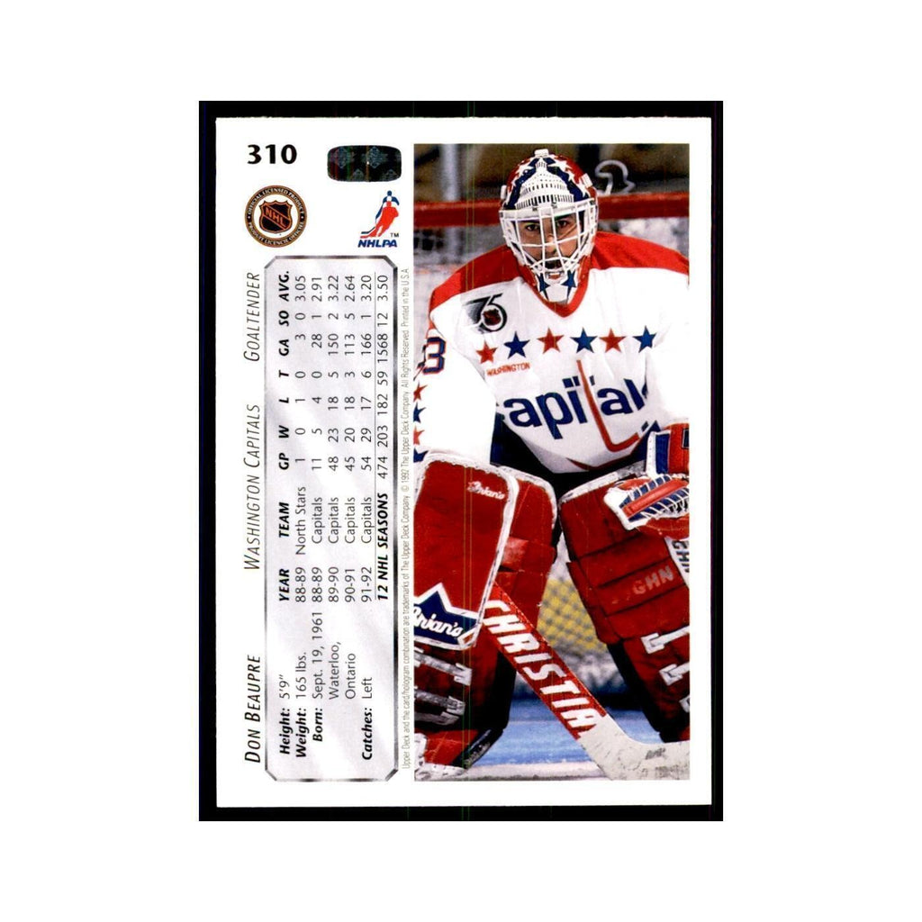 1992 Upper Deck Don Beaupre Hockey Cards #310