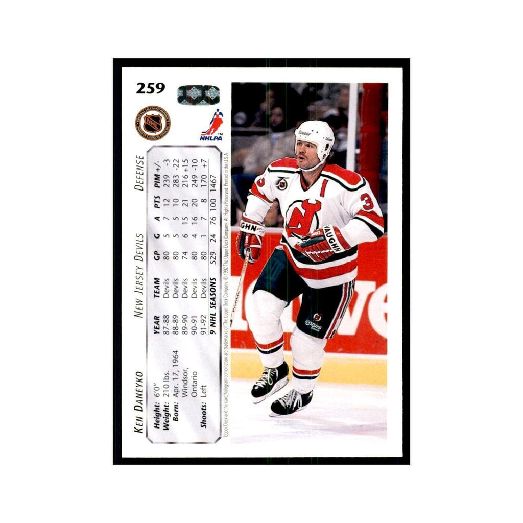 1992 Upper Deck Ken Daneyko Hockey Cards #259