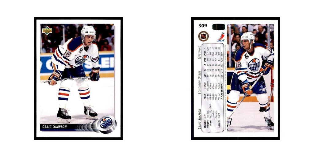 1992 Upper Deck Craig Simpson Hockey Cards #309