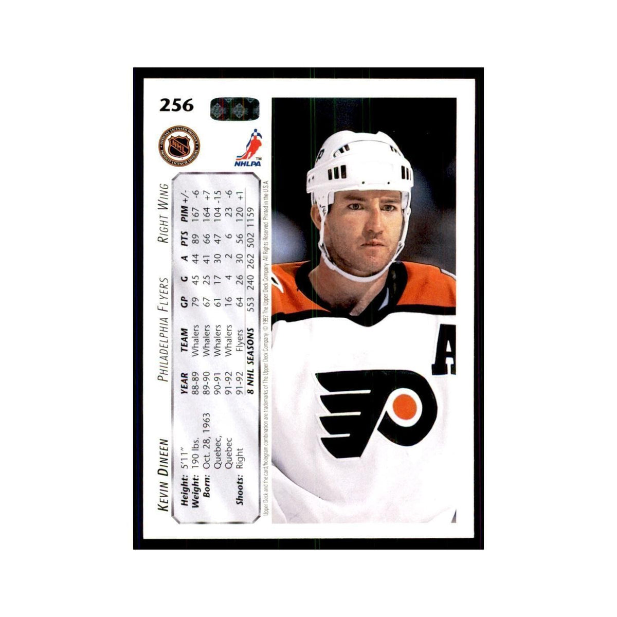1992 Upper Deck Kevin Dineen Hockey Cards #256