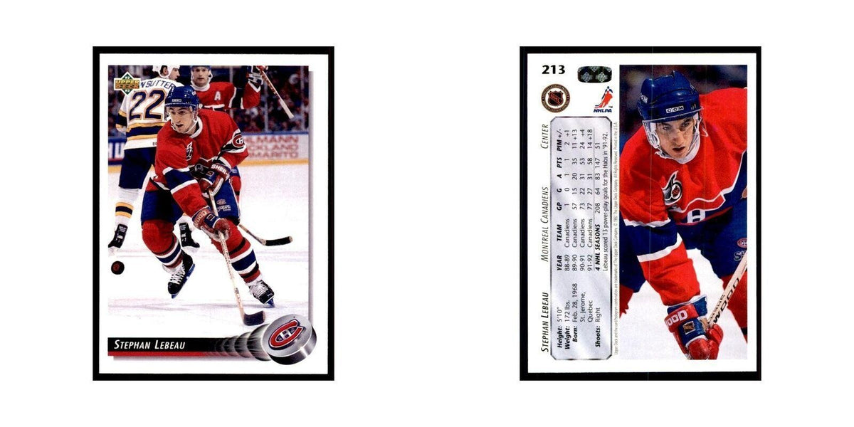 1992 Upper Deck Stephan Lebeau Hockey Cards #213