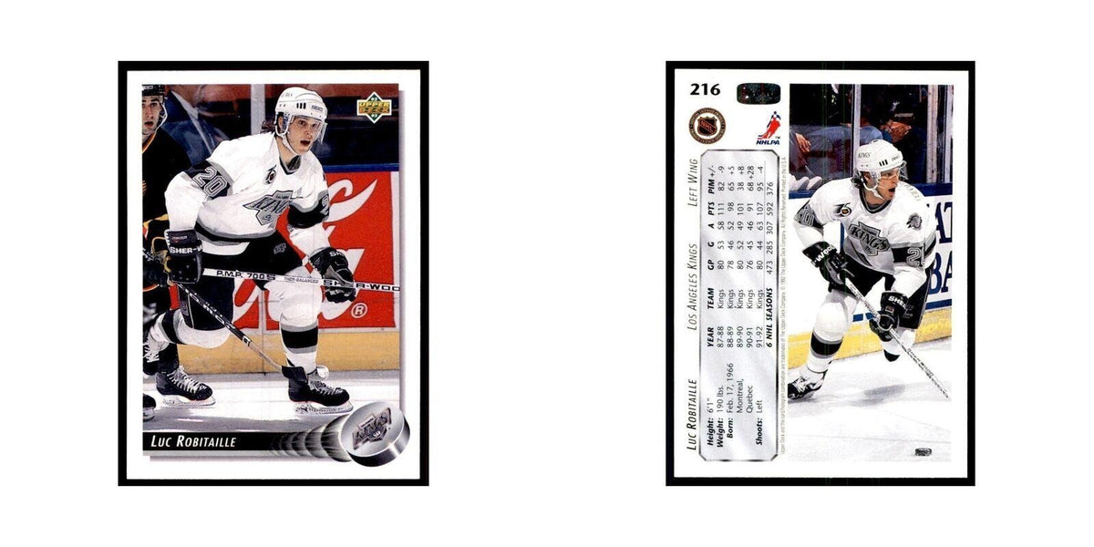 1992 Upper Deck Luc Robitaille Hockey Cards #216