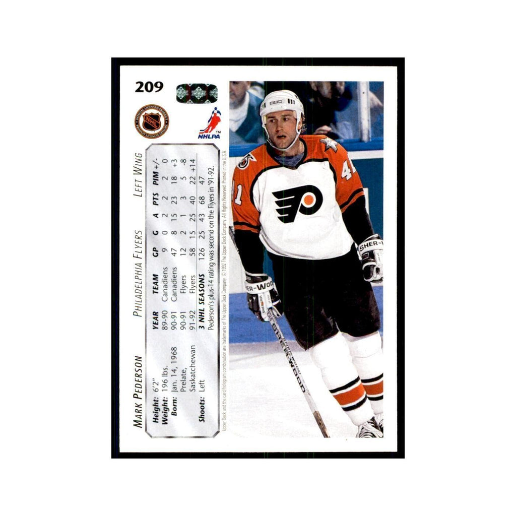 1992 Upper Deck Mark Pederson Hockey Cards #209
