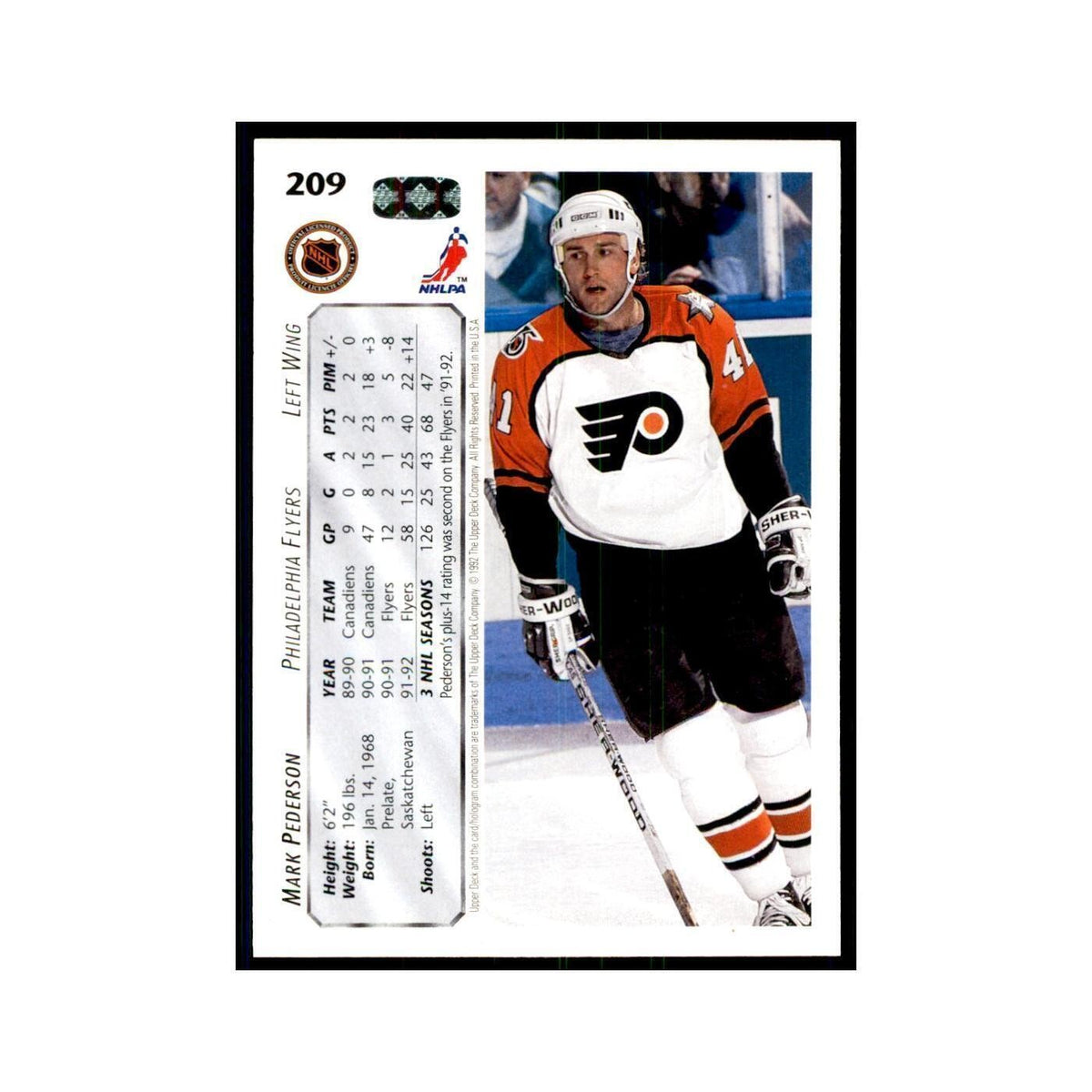 1992 Upper Deck Mark Pederson Hockey Cards #209
