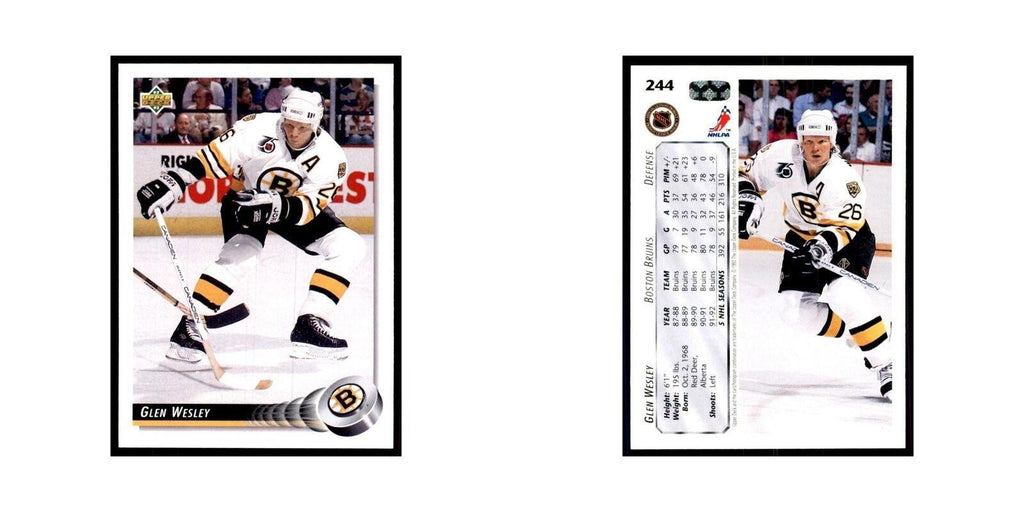 1992 Upper Deck Glen Wesley Hockey Cards #244