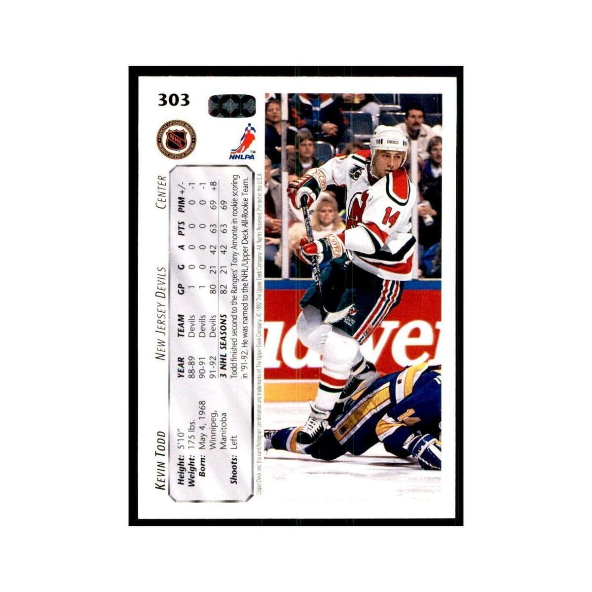 1992 Upper Deck Kevin Todd Hockey Cards #303