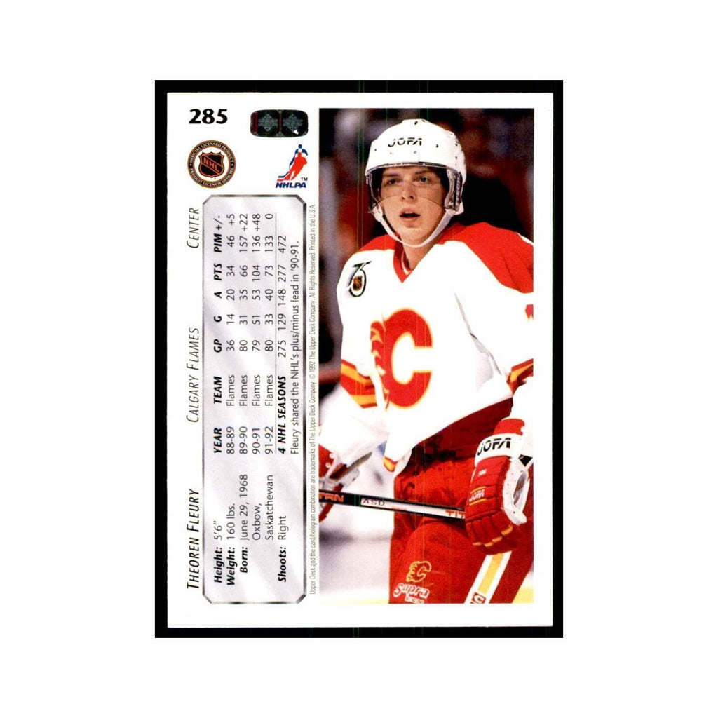1992 Upper Deck Theo Fleury Hockey Cards #285