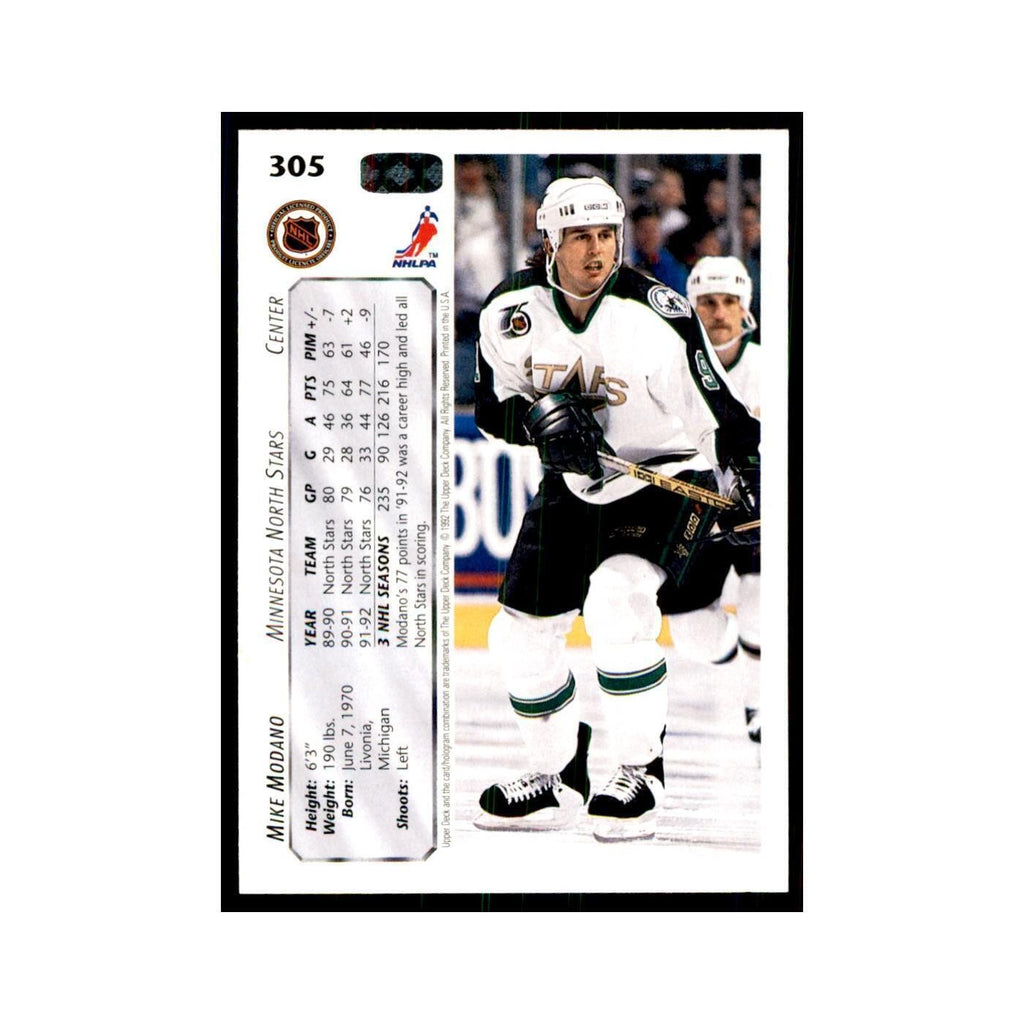 1992 Upper Deck Mike Modano Hockey Cards #305