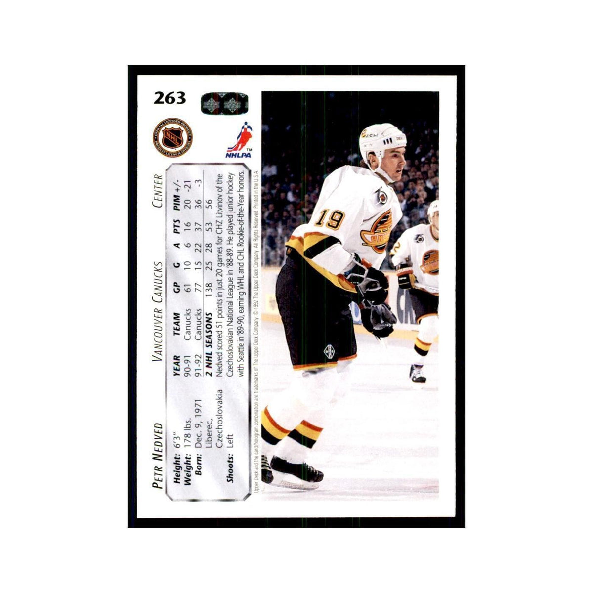 1992 Upper Deck Petr Nedved Hockey Cards #263