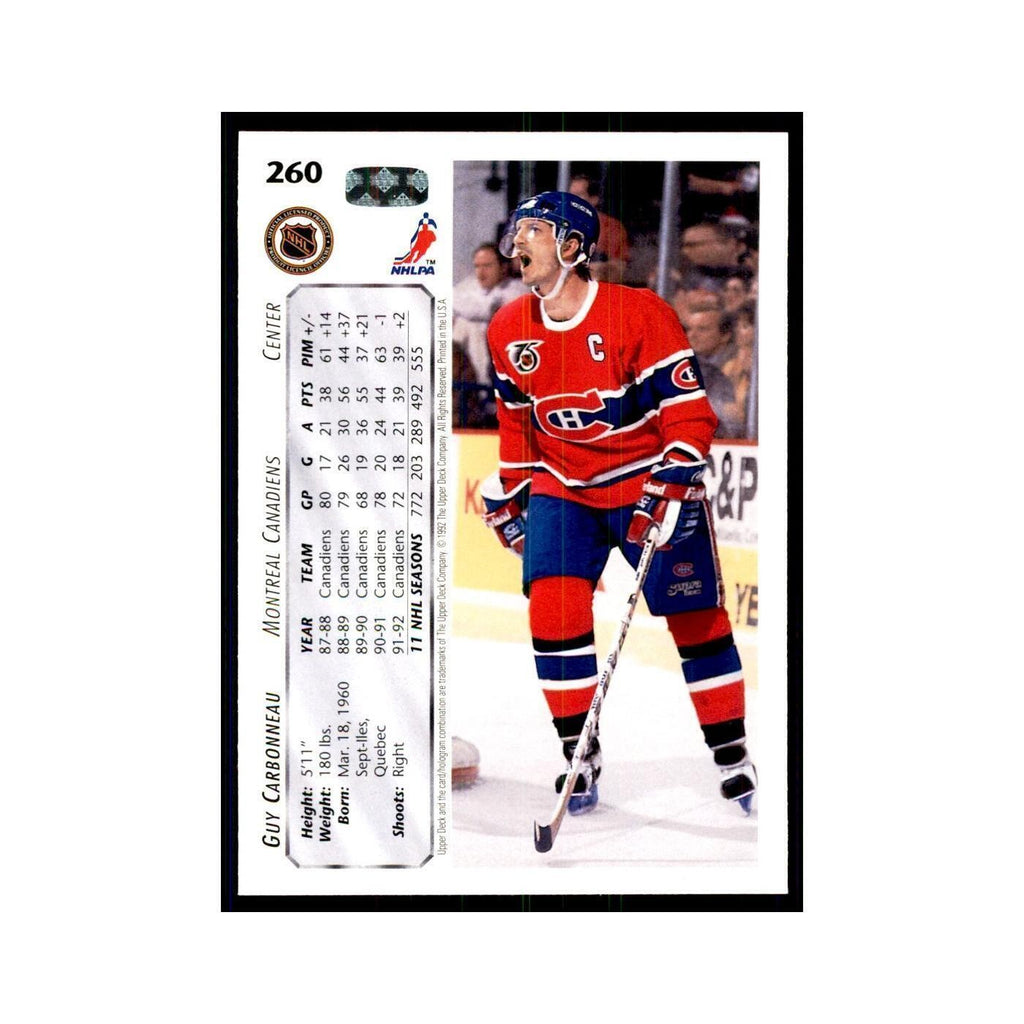 1992 Upper Deck Guy Carbonneau Hockey Cards #260