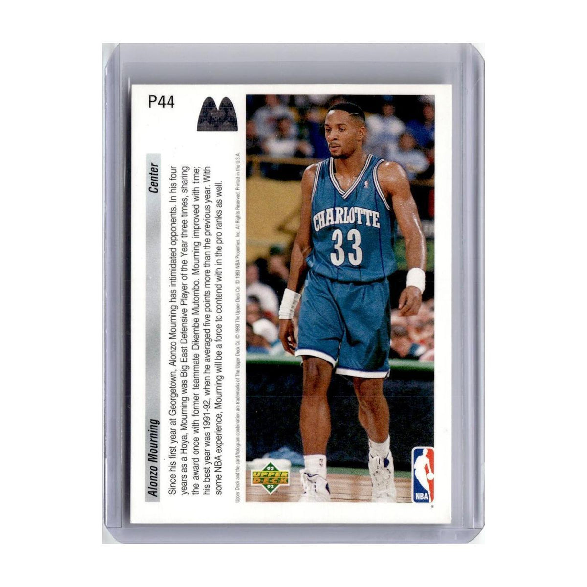 1992 Upper Deck Alonzo Mourning Hornets #P44
