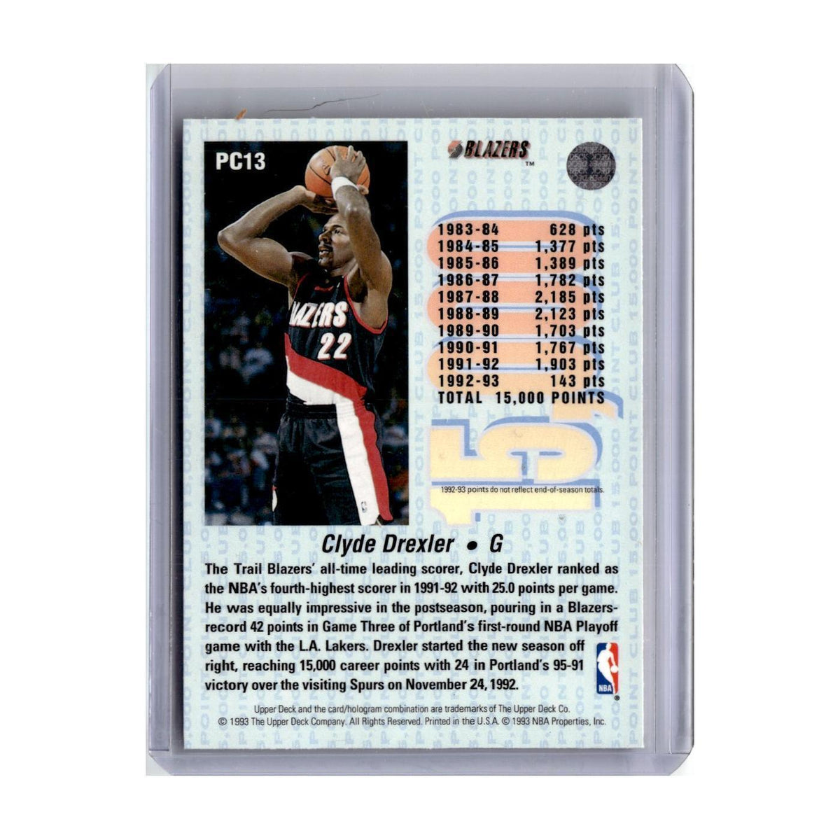 1992 Upper Deck Clyde Drexler Blazers #PC13