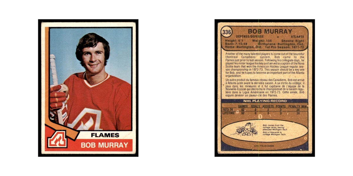 1974 O-Pee-Chee Bob Murray RC (Damaged) Atlanta Flames #336
