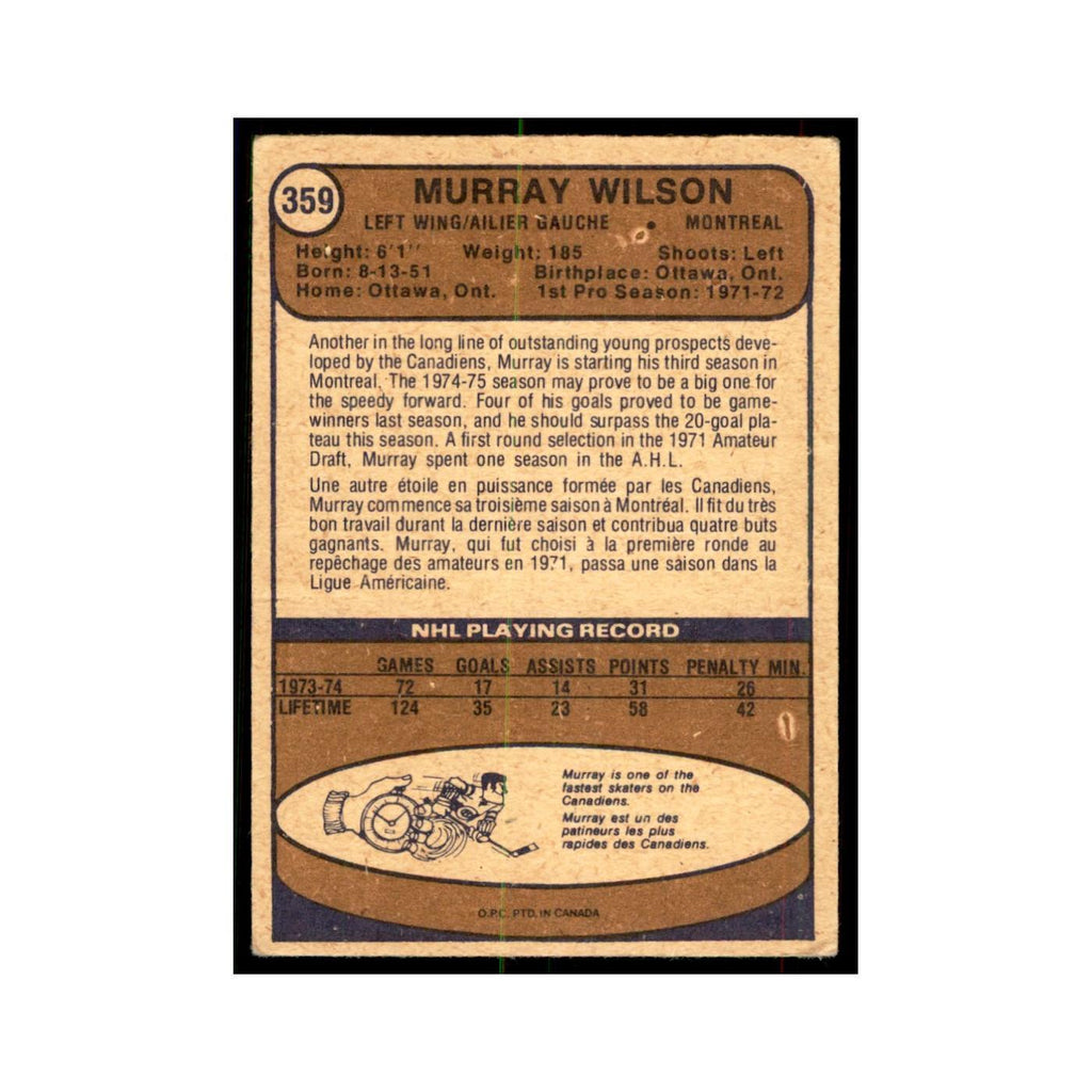 1974 O-Pee-Chee Murray Wilson (Damaged) Montreal Canadiens #359