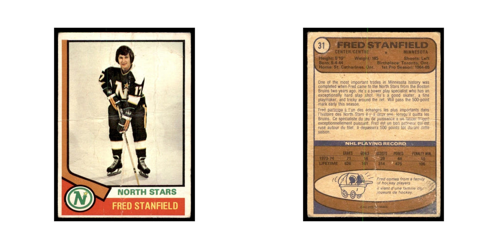 1974 O-Pee-Chee Fred Stanfield (Damaged) Minnesota North Stars #31