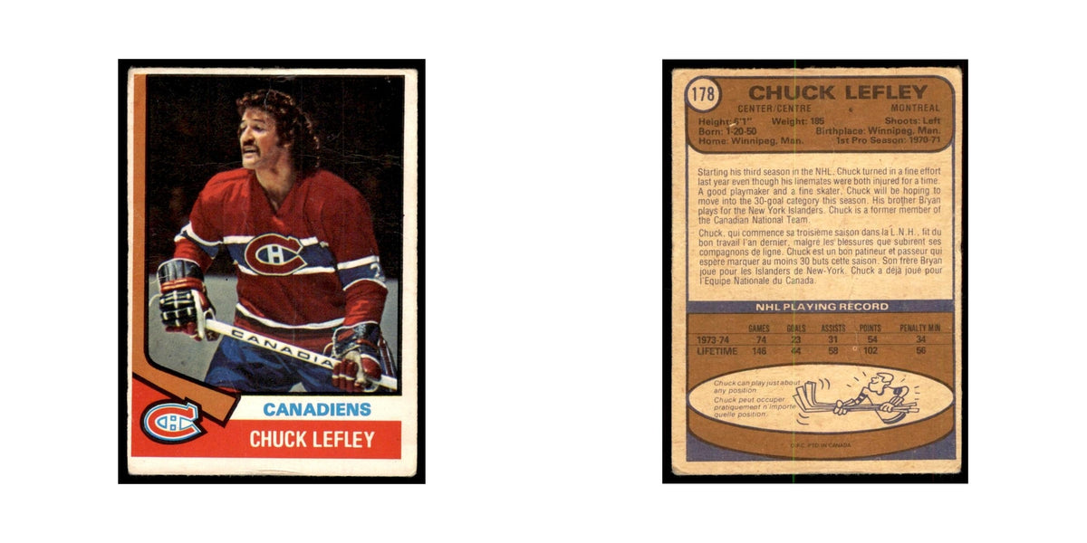 1974 O-Pee-Chee Chuck Lefley (Damaged) Montreal Canadiens #178