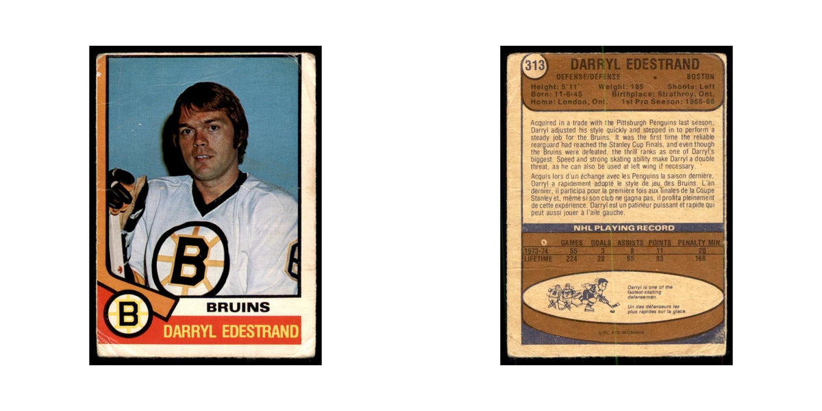 1974 O-Pee-Chee Darryl Edestrand (Damaged) Boston Bruins #313