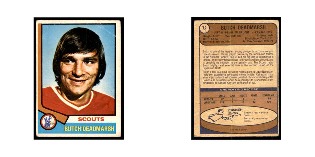 1974 O-Pee-Chee Butch Deadmarsh (Damaged) Kansas City Scouts #73