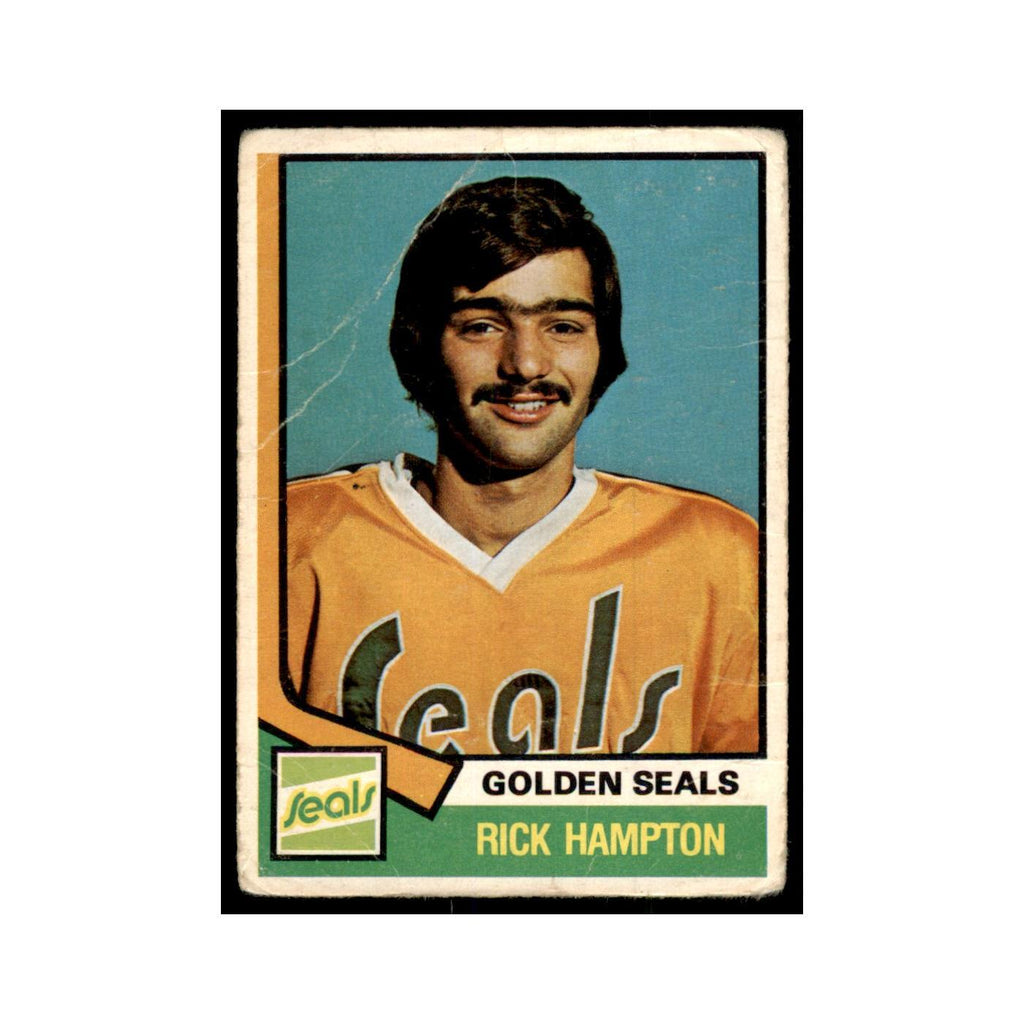 1974 O-Pee-Chee Rick Hampton RC (Damaged) California Golden Seals #329