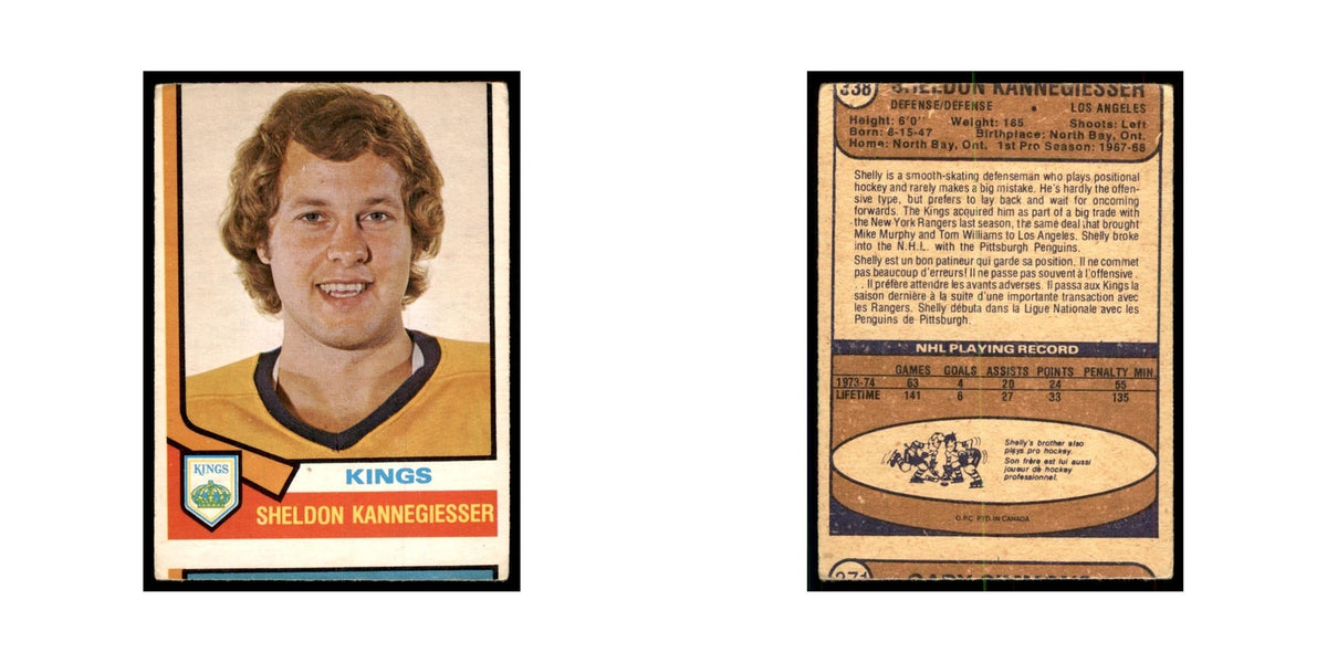 1974 O-Pee-Chee (damaged) Sheldon Kannegiesser Los Angeles Kings #338
