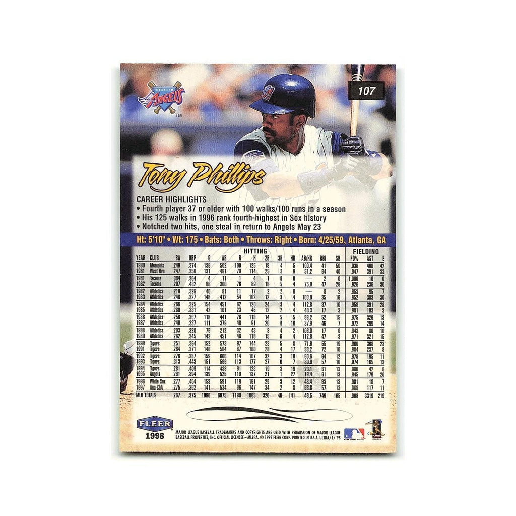 Tony Phillips 1998 Fleer Ultra #107 Detroit Tigers Baseball Card NM