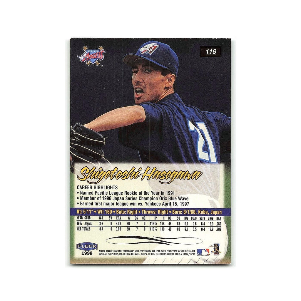 Shigetoshi Hasegawa 1998 Fleer Ultra #116 Anaheim Angels Baseball Card NM