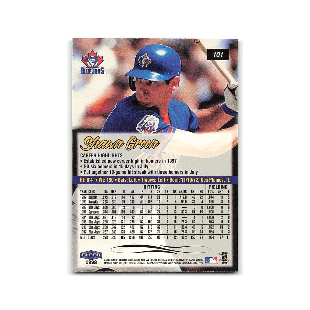Shawn Green 1998 Fleer Ultra #101 Toronto Blue Jays Baseball Card NM