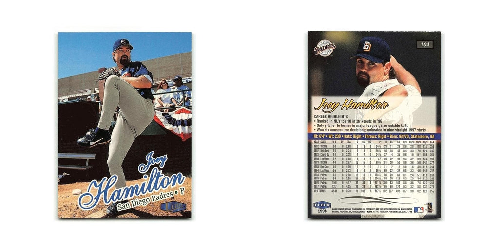 Joey Hamilton 1998 Fleer Ultra #104 San Diego Padres Baseball Card NM