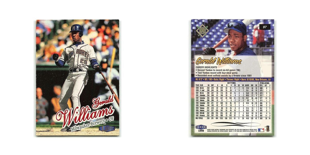 Gerald Williams 1998 Fleer Ultra #97 Milwaukee Brewers Baseball Card NM