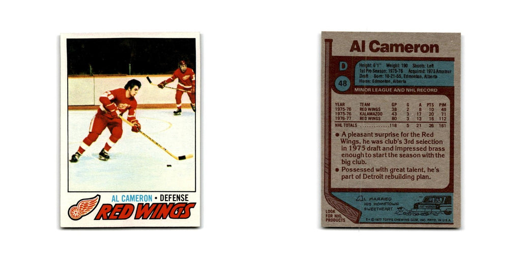 1977 Topps Al Cameron RC Detroit Red Wings #48