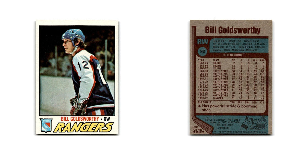 1977 Topps Bill Goldsworthy New York Rangers #99