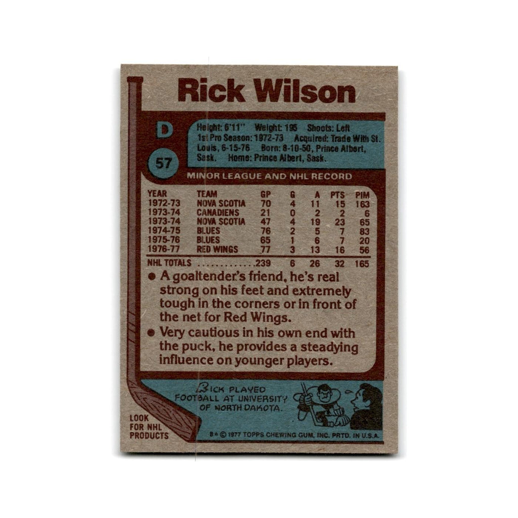 1977 Topps Rick Wilson Detroit Red Wings #57
