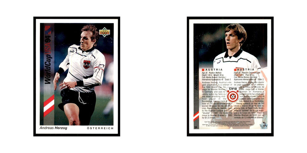 1993 Upper Deck Andreas Herzog Soccer Cards #68