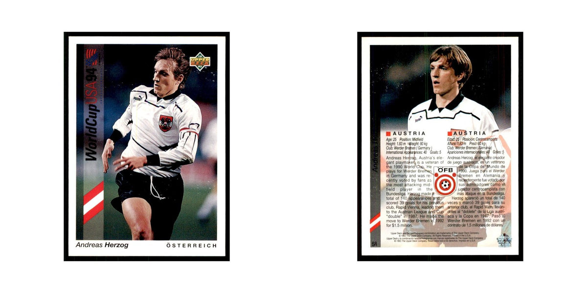 1993 Upper Deck Andreas Herzog Soccer Cards #68