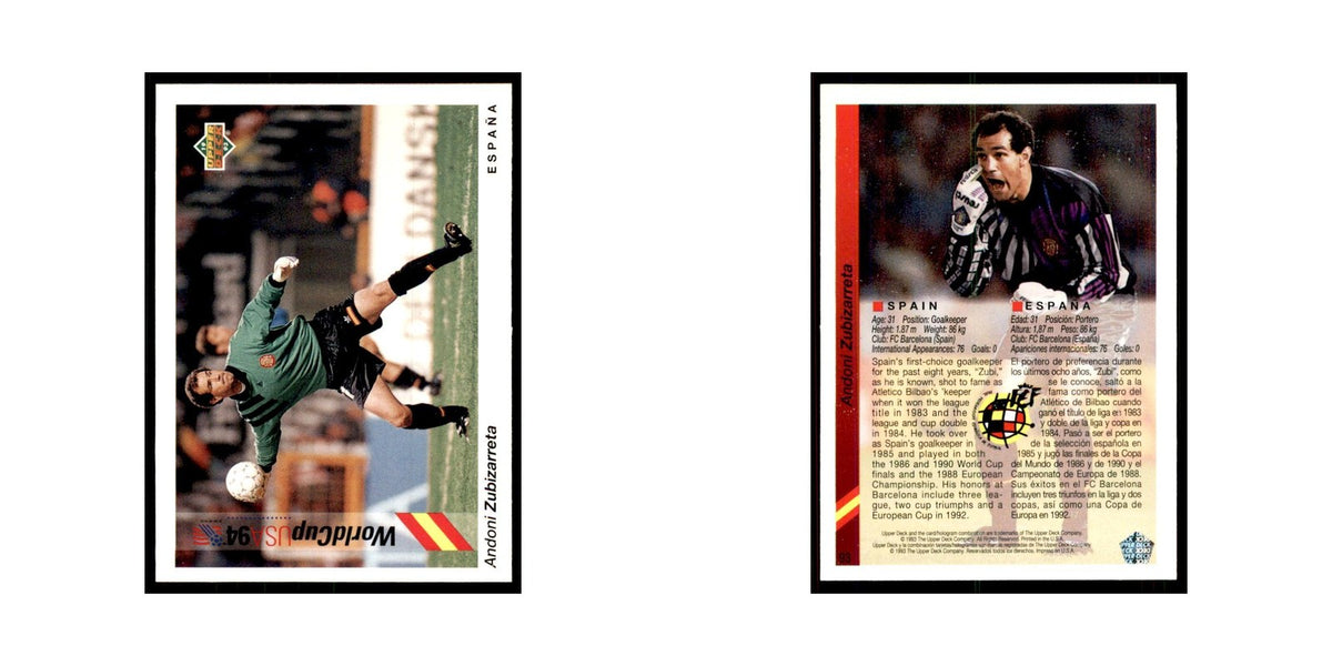 1993 Upper Deck Andoni Zubizarreta Soccer Cards #93
