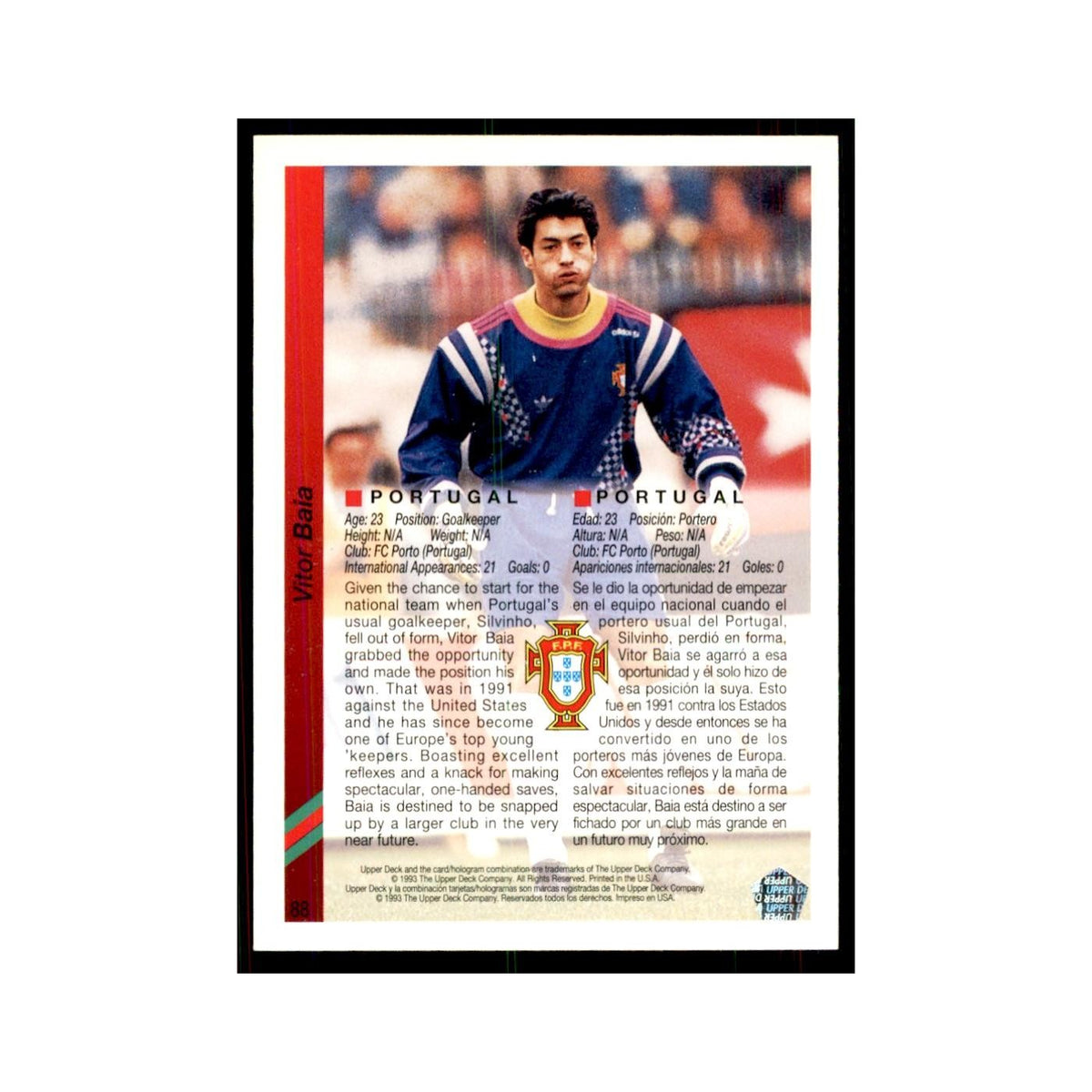 1993 Upper Deck Vitor Baia Soccer Cards #88
