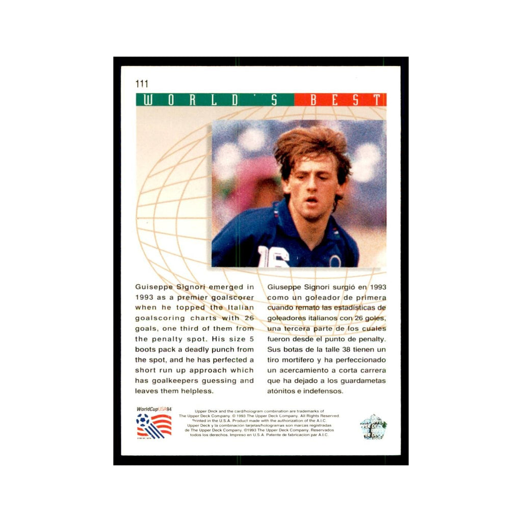 1993 Upper Deck Giuseppe Signori Soccer Cards #111