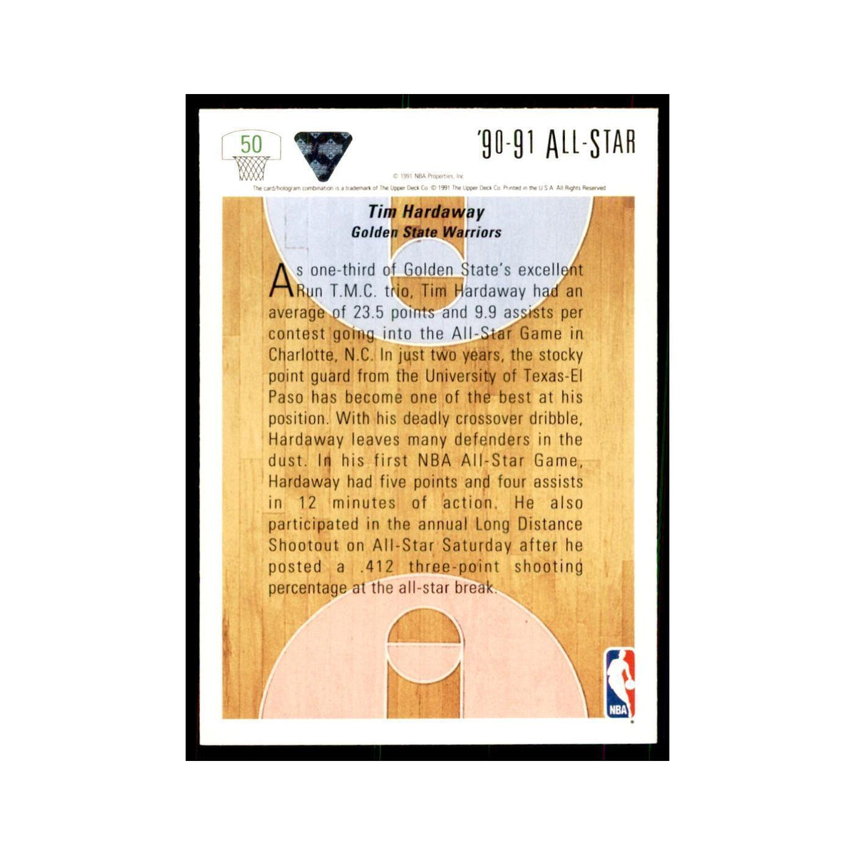 1991 Upper Deck Tim Hardaway Basketball Cards #50