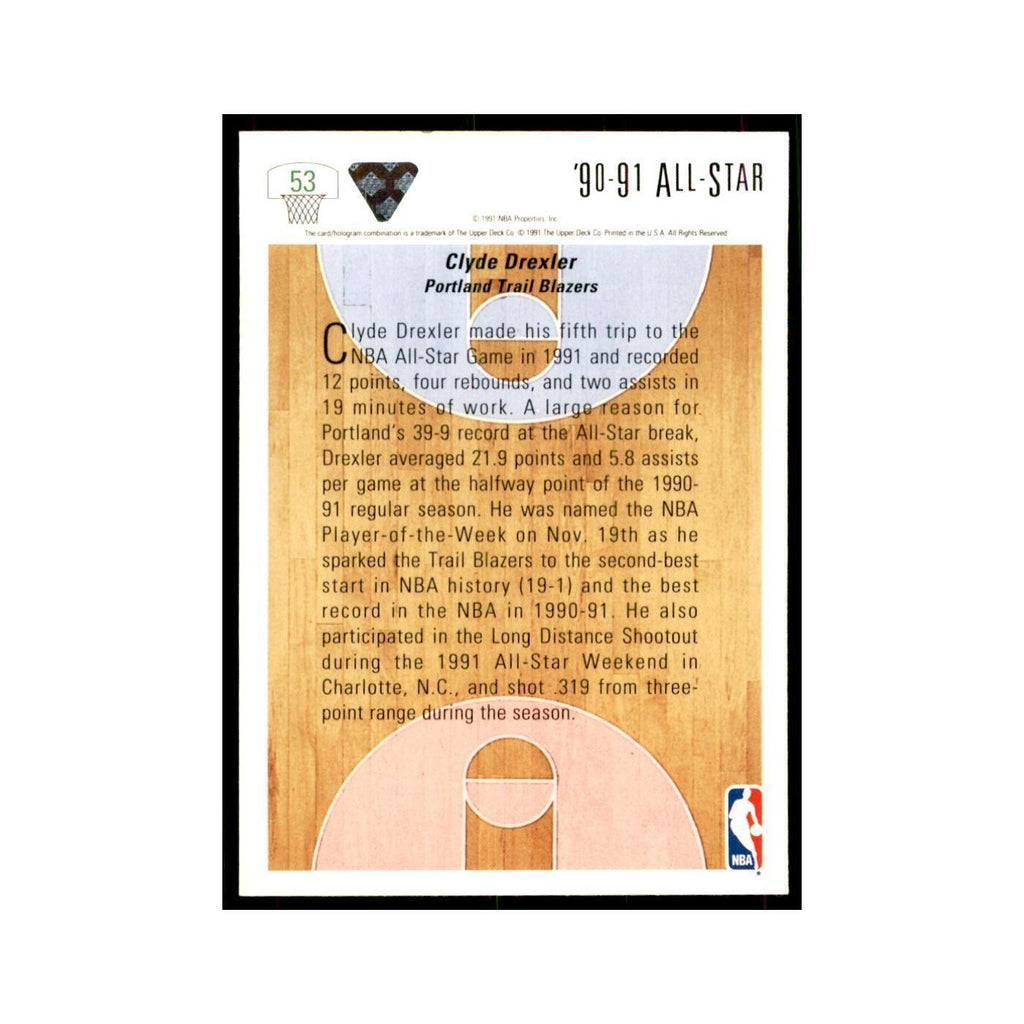 1991 Upper Deck Clyde Drexler Basketball Cards #53