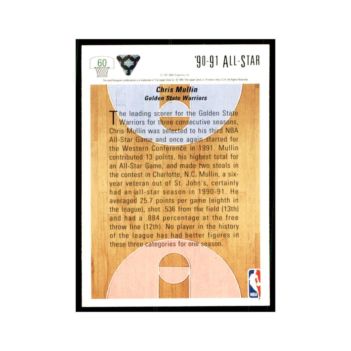 1991 Upper Deck Chris Mullin Basketball Cards #60