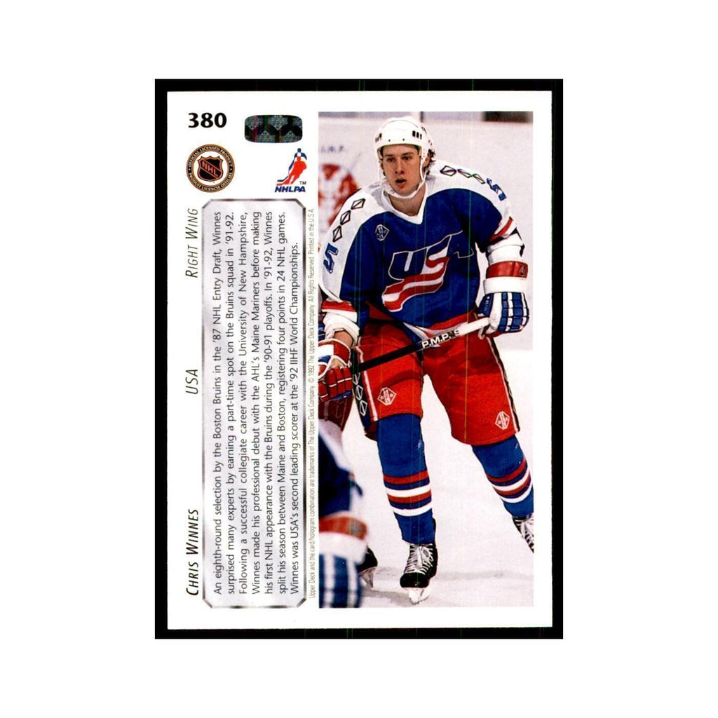 1992 Upper Deck Chris Winnes Hockey Cards #380