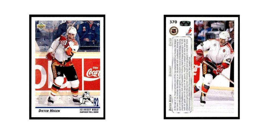 1992 Upper Deck Dieter Hegen Hockey Cards #370