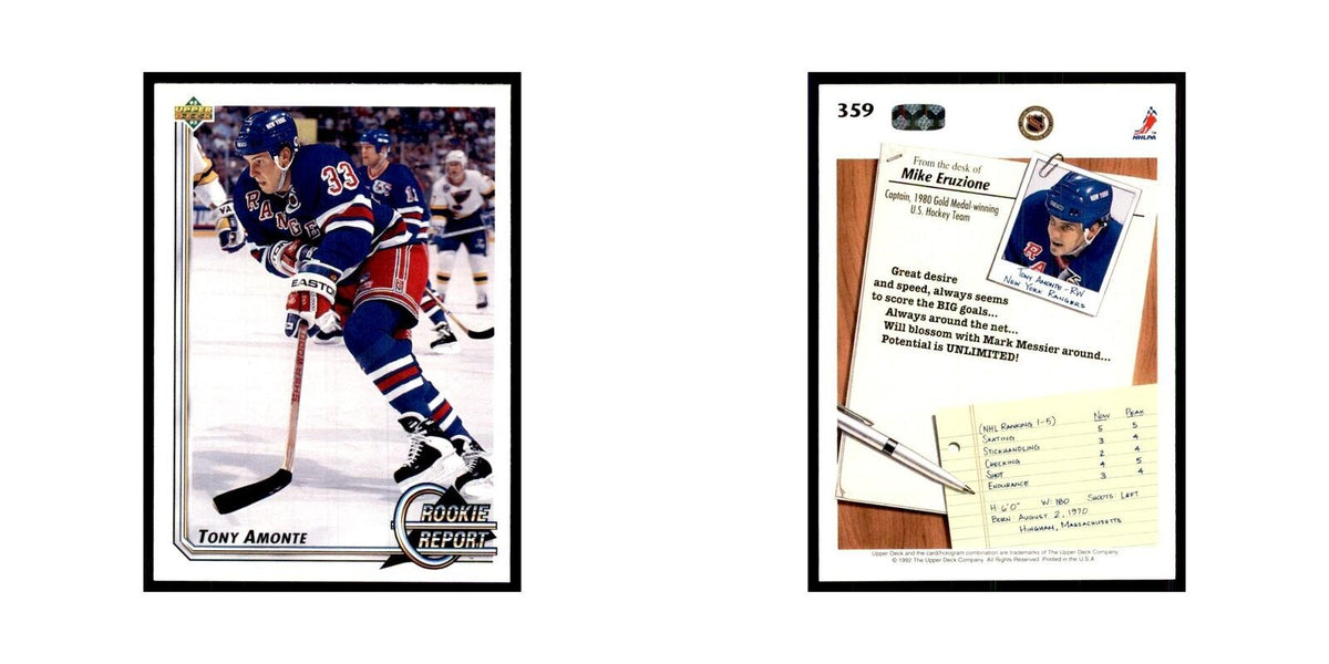 1992 Upper Deck Tony Amonte Hockey Cards #359
