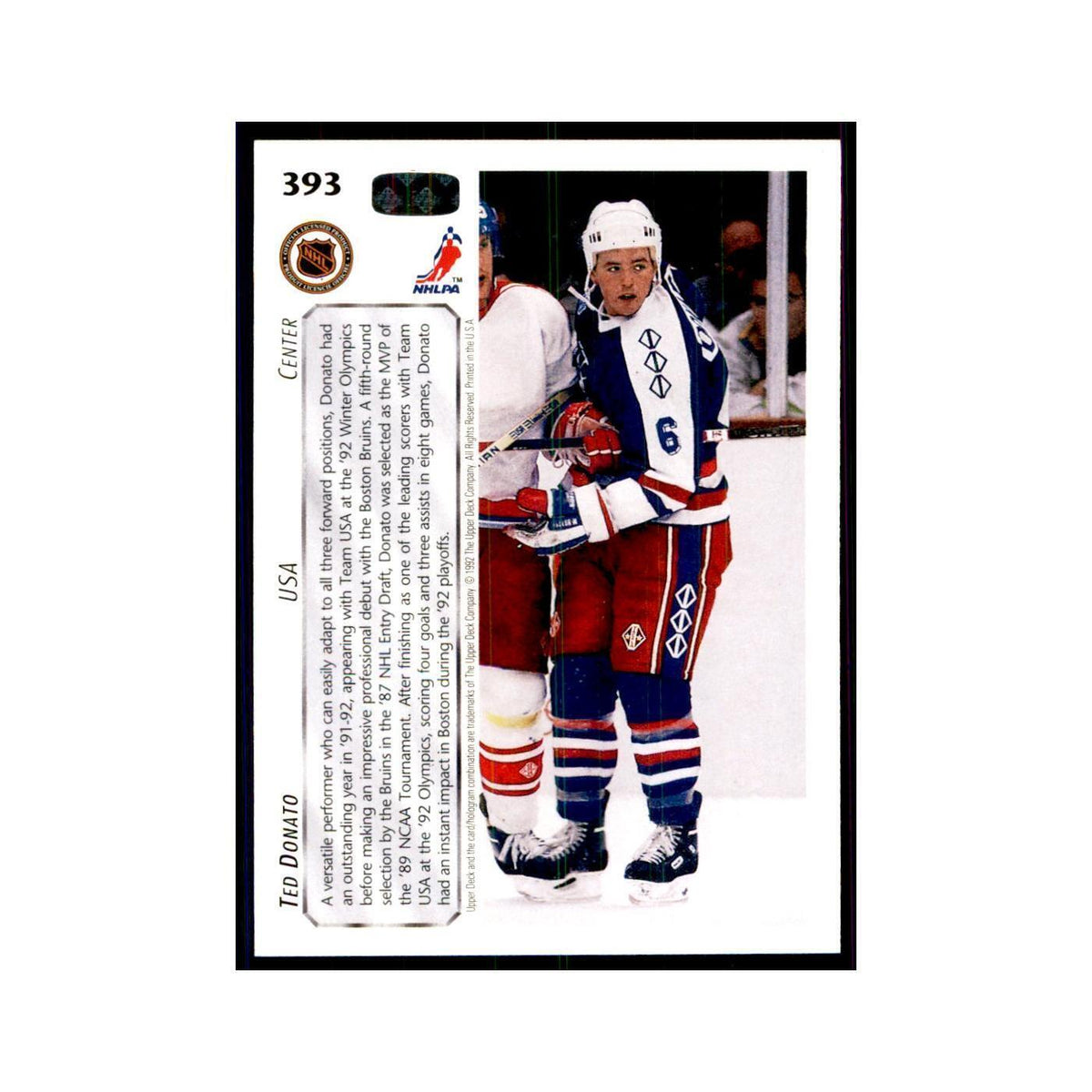 1992 Upper Deck Ted Donato Hockey Cards #393