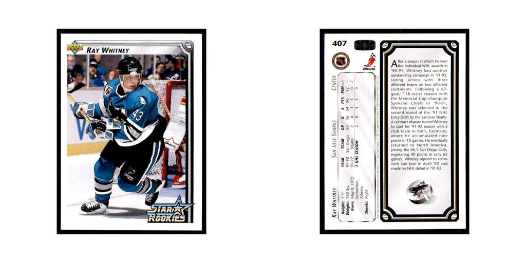 1992 Upper Deck Ray Whitney Hockey Cards #407