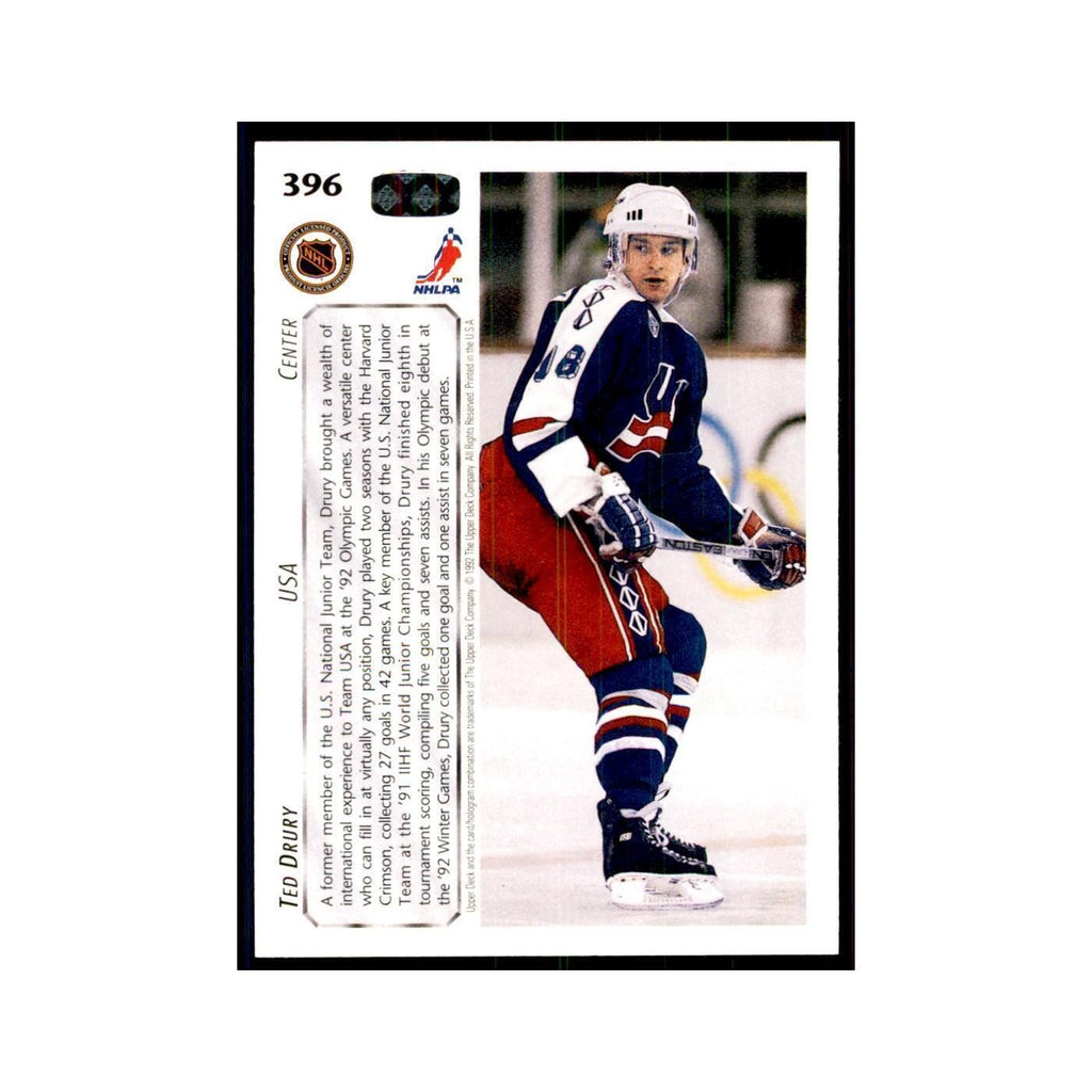 1992 Upper Deck Ted Drury Hockey Cards #396