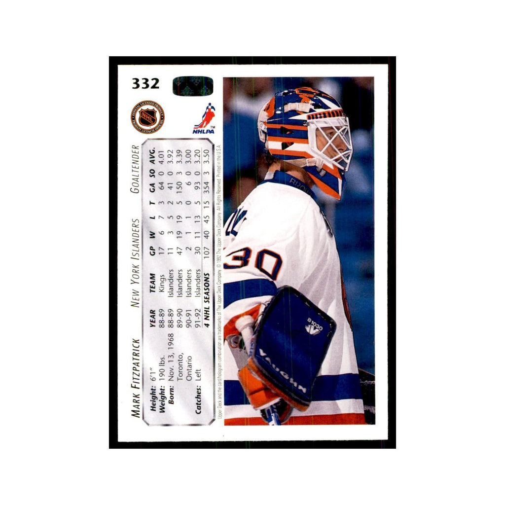 1992 Upper Deck Mark Fitzpatrick Hockey Cards #332